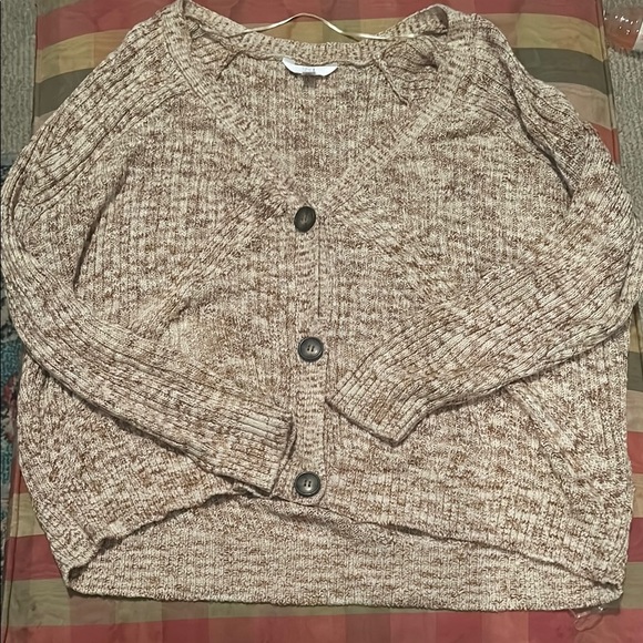 Time and Tru Sweaters - Women's Beige Cardigan Sweater